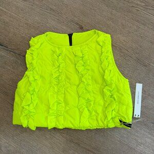 Neon Quilted Sleeveless Ruffled Crop Top 8Y-9Y For Kids By The Creative Factory